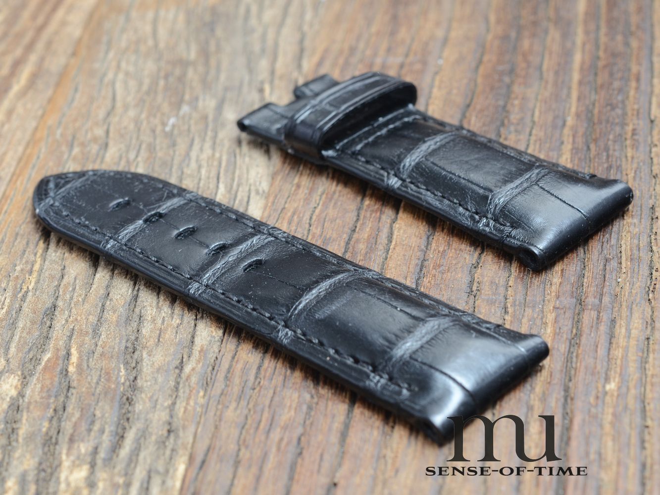 Zubehör: Panerai Krokolederband 24mm für Faltschließe, schwarz, NOS