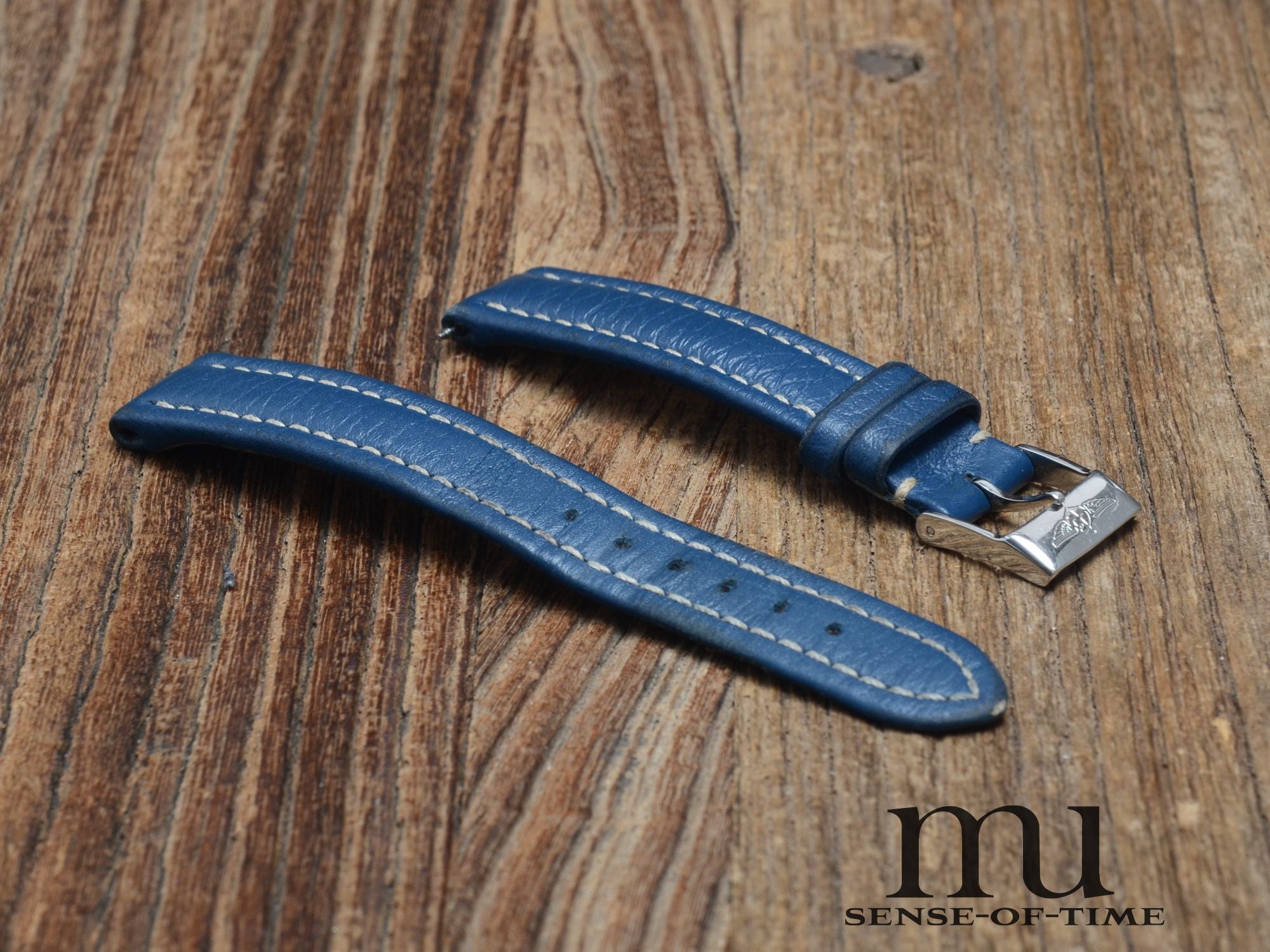 Zubehör: Breitling Lady Lederband mit Dornschließe, blau 15mm